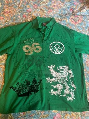 Vintage Green Graphic Old Skool Polo